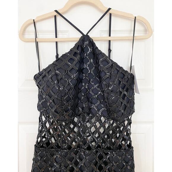 Ramy Brook Elegant Black Mesh Midi Dress - Picture 4 of 6